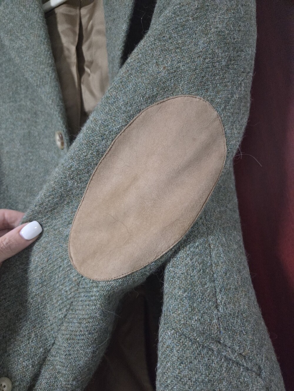 Ralph Lauren Classic Tweed Blazer With Suede Elbow Patches, Sz 6 - Picture 4 of 4